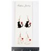 Image 1 : NEW BLACK AND WHITE CAT DROP EARRINGS