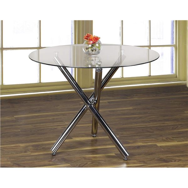 NEW K LIVING TRESTON DINING TABLE GLASS TOP D-44 