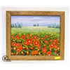 Image 1 : FRAMED PAINTING POPPIES ON HILLSIDE 24" x 29"
