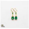 Image 1 : YELLOW GOLD DIAMOND AND EMERALD GEMSTONE EARRINGS