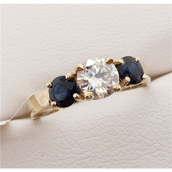 BZ1754-6 10K MOISSANITE(0.6CT) BLUE SAPPHIRE RING