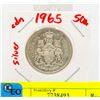Image 1 : SILVER 1965 CANADIAN 50 CENT COIN