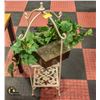 Image 1 : METAL 2 TIER PLANT STAND H-35.5" WITH POTTED FAUX