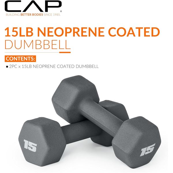 PAIR OF NEW 15LB DUMBELLS