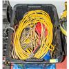 Image 1 : TOTE OF EXTENSION CORDS AIR HOSE AND MORE