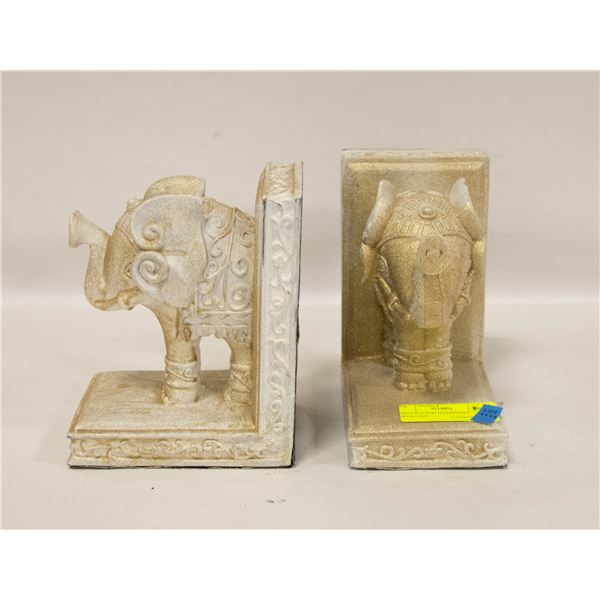 TWO GLITTERED ELEPHANT BOOKENDS