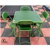 Image 1 : GREEN CARD TABLE + 4 CHAIRS 30" X 30" X 27"