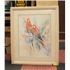 Image 1 : FRAMED PRINT OF TWO PARROTS 27" x 33" (T. MADDEN)