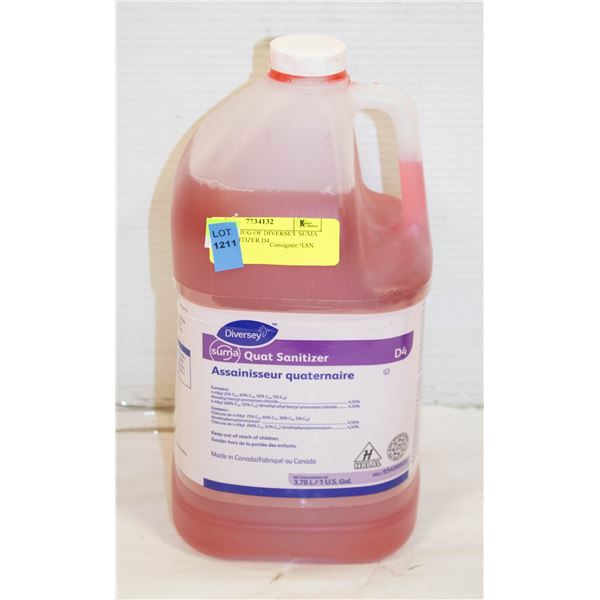 NEW 3.78L JUG OF DIVERSEY SUMA QUAT SANITIZER D4