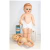 Image 1 : 2 DOLLS, 2 BABY GLASS BOTTLES CIRCA 1940'S