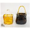 Image 1 : BLOWN GLASS AMBER BASKET, LEOPARD PRINT BLOWN