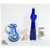 Image 1 : COBALT BLUE BLOWN GLASS PITCHER & CAT DECANTER