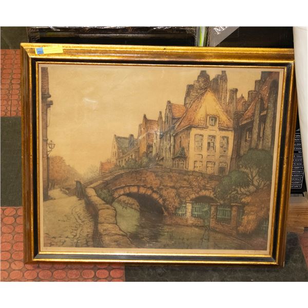 FRAMED PRINT OLD GERMAN SCENE 24  x 28 