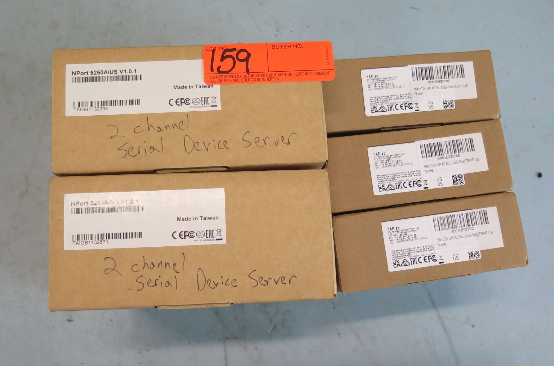 Qty 2 Boxes 2-Channel Serial Device Servers & 3 MikroTik hAP Routers New