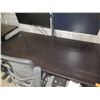 Image 2 : Black Adjustable Height Desk 60"x30"x31"H w/ Rolling Armchair & 2 Dell Monitors on Mount