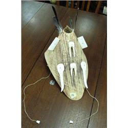Aleut/Eskimo hunter's hat by Franklin Matchian- wood, white ivory, bone, feathers