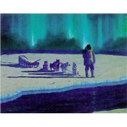 CHOICE on 5 Fred Machetanz:  "Whaling Lookout"  321/950 Double matted and Framed with Gray mat and B