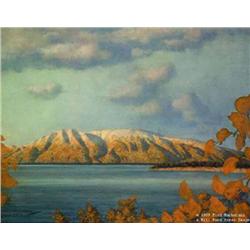 CHOICE on 5 Fred Machetanz: "Across the Inlet"  Double Matted and Framed in Light green Mat and Gree