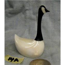 CHOICE on 2 carved white ivory Canada Goose by Aningayou- 2-5/8" tall