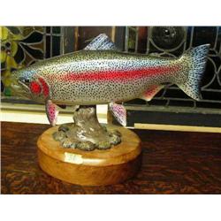 Hand carved wood rainbow trout by Michael Scott 29" long- won first place in numerous world fish car