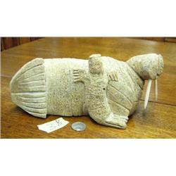 10" whale bone carving