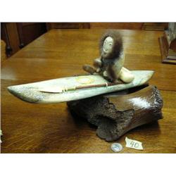 16" whale bone kayaker by Michael Scott