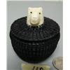 Image 2 : Superior quality 3" baleen basket by Hayes- very tight- bears head as finial