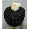 Image 3 : Superior quality 3" baleen basket by Hayes- very tight- bears head as finial