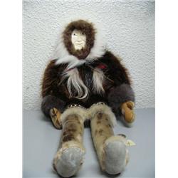 26" ivory faced doll with seal skin pants and beaver parka by Maria Anariak from Togiak