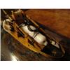 Image 6 : 15-1/2" long dog team mounted on mammoth ivory with three bone dogs and bone man, wood sled, ivory s
