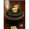 Image 1 : 5" baleen basket with white baleen rim, has ivory swan finial by Julian Rentinger (2)