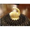 Image 3 : 5" baleen basket with white baleen rim, has ivory swan finial by Julian Rentinger (2)