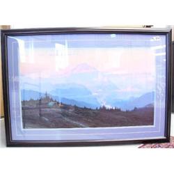 Ernest Robertson  664/950 Double Matted in Dark Frame  Campsite with Mt. McKinley in Background  (23