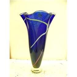 Cobalt blue art glass vase- 18" tall (120)