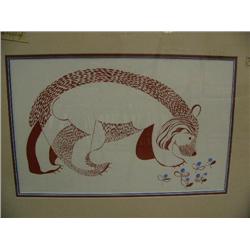 Rie Munoz hand-pulled print 172/188 called "Woman Bear Legend" done in 1977- triple-matted and frame