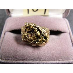 Men's 10k yellow gold and natural nugget ring - retail value $1,100 (2)