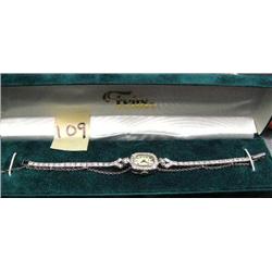 Ladies vintage platinum and diamonds watch and band. Approx. 2 cts. Total diamond weight - retail va