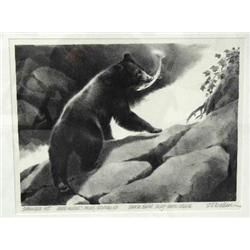 R.T. Wallen "Black Bear Study - Anan Creek" Sept. 1975 Burr Miller's Proof/Edition 150 - Print size 