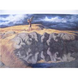 Bev Doolittle "Calling the Buffalo" Print 8108 of 8500 - print size 15.25"x36" (3)