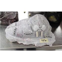 Travertine walrus- 10"- by Michael Scott (74)