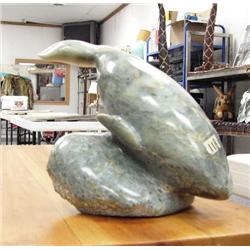 16" soapstone whale by Robert Mershak- Alaskan Eskimo- gallery price about $2,500 (3)
