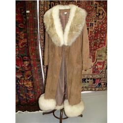 Suede/lamb skin coat with wool trim, size 10 (134)