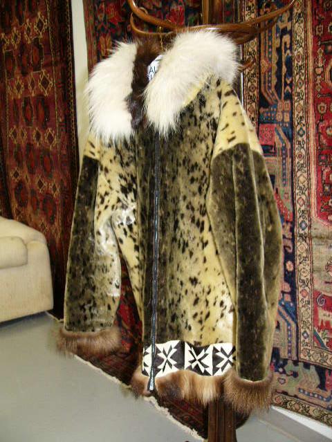 Wolf Ruff Fur coat Men's XL seal with wolf and wolverine ruff, and hood (134)