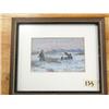 Image 1 : Original oil on moose skin by George Ahgupuk image size 3.5"x6" man with sled and dog team (3)