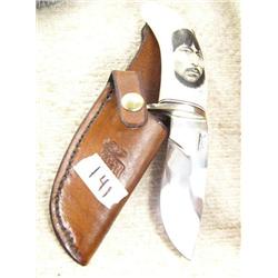 Whale tooth ivory handled hand made knife scrimshawed by HSK - retail price $1,150- blade made by Vi