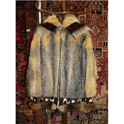 Fur coat approx. size L with hood(134)
