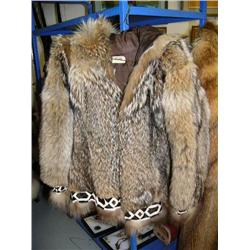 Medium wolf parka with fancy calf skin trim on bottom and wrists (74)