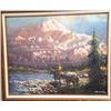 Image 1 : Original on canvas by Scott Sherritt '93 - Mt. McKinley and river views with man on horseback and pa