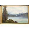 Image 1 : Original of Mt. St. Helens, trees and water views ca. 1910 - 26.5"x19.5" in an art nouveau frame (74