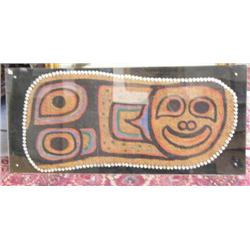 Nuu-Cha-Nulth (NW Coast Indian) Woven and painted cedar bark art from Vancouver Island - Possible a 
